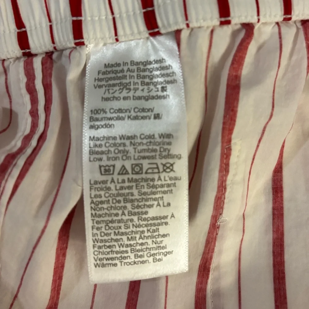 J. Crew Pajama Pant in Cotton Poplin in Ivory/Red Stripe Size L. NWT